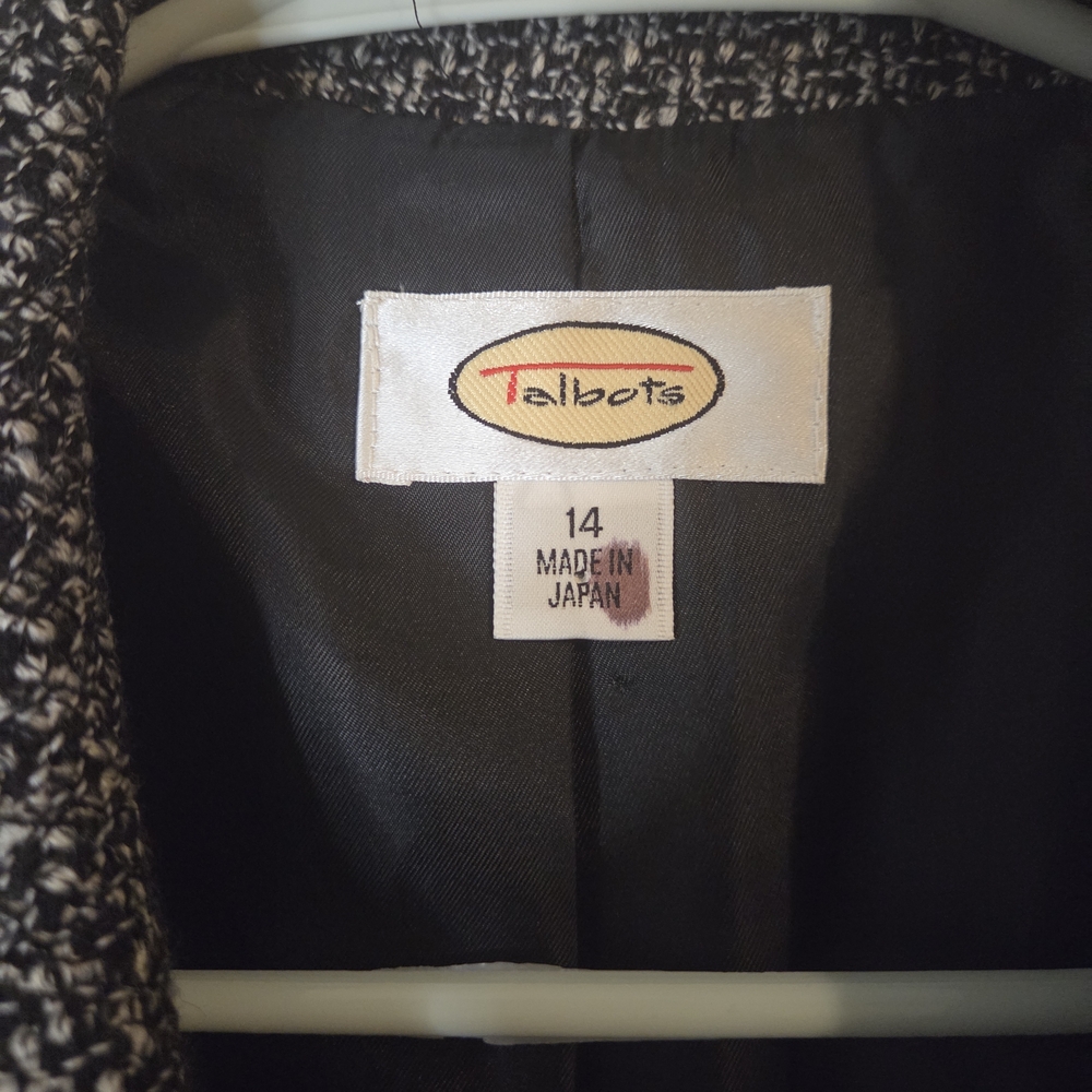 Talbots Classic Tweed Wool Black and White Blazer Size 14 - Picture 6 of 10